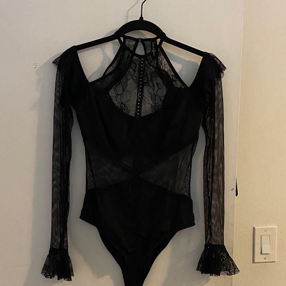 Thistle and Spire Elegant Black Lace Bodysuit
